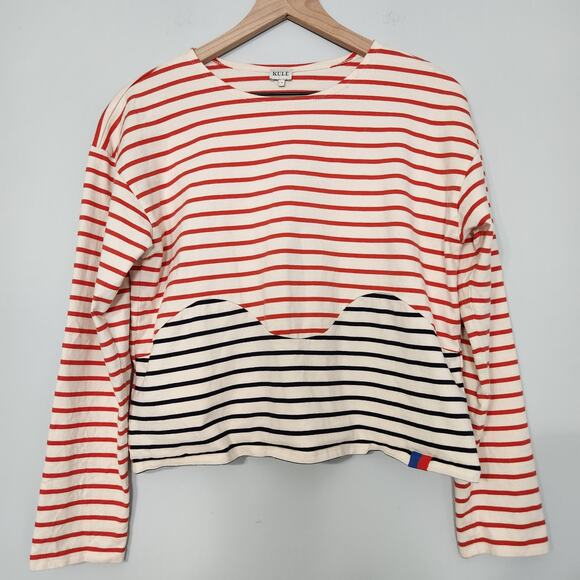 Kule Wavemade Stripe Organic Cotton Long Sleeve Tee Poppy, S - Picture 4 of 12